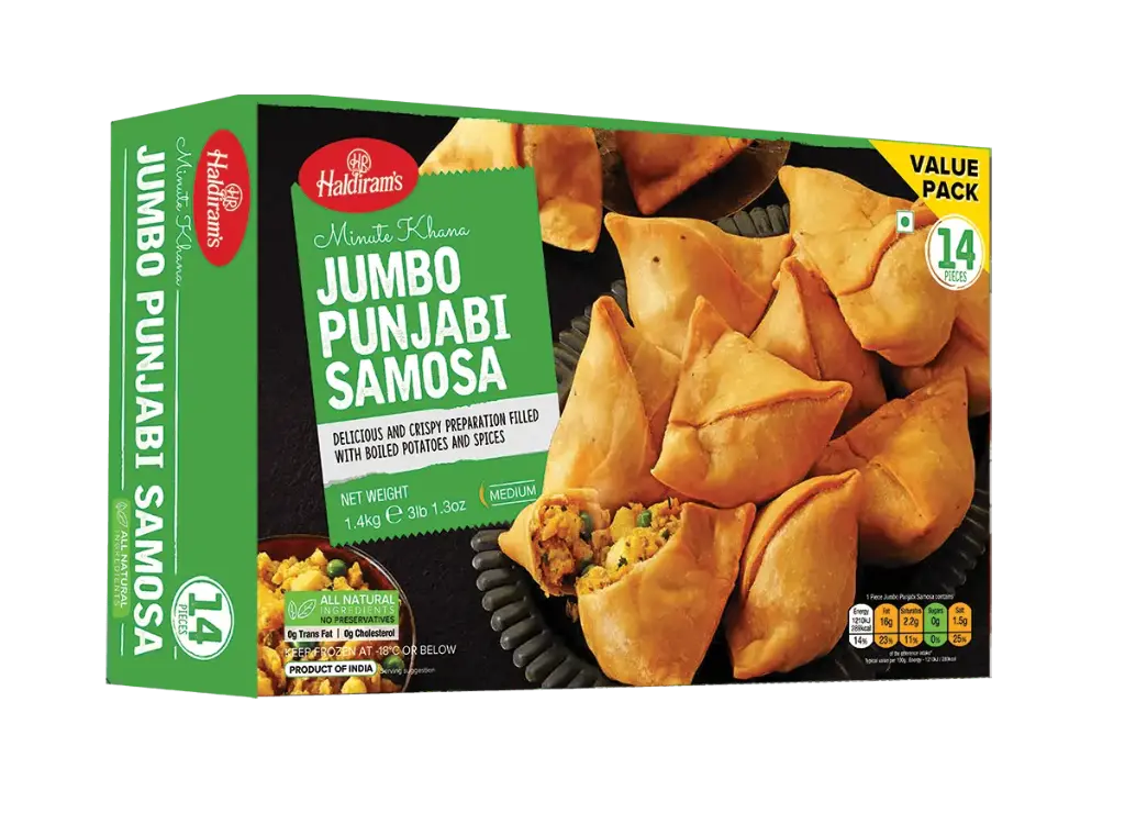 [300058] Haldiram Frozen Punjabi Jumbo Veg Samosa 1.4kg (14Pcs)