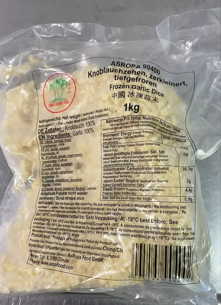 Asropa 90400 Frozen Garlic Dice (Chopped) 1Kg