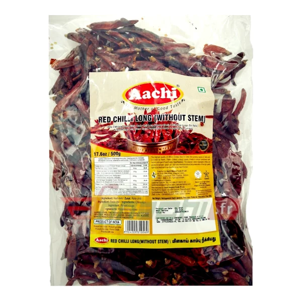 Aachi Red Chilli Whole Without Stem 500g