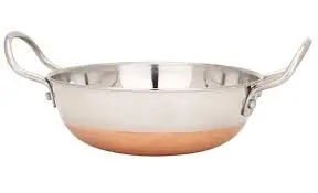 [220021] Copper Bottom Kadai With Handle - 2 Portion