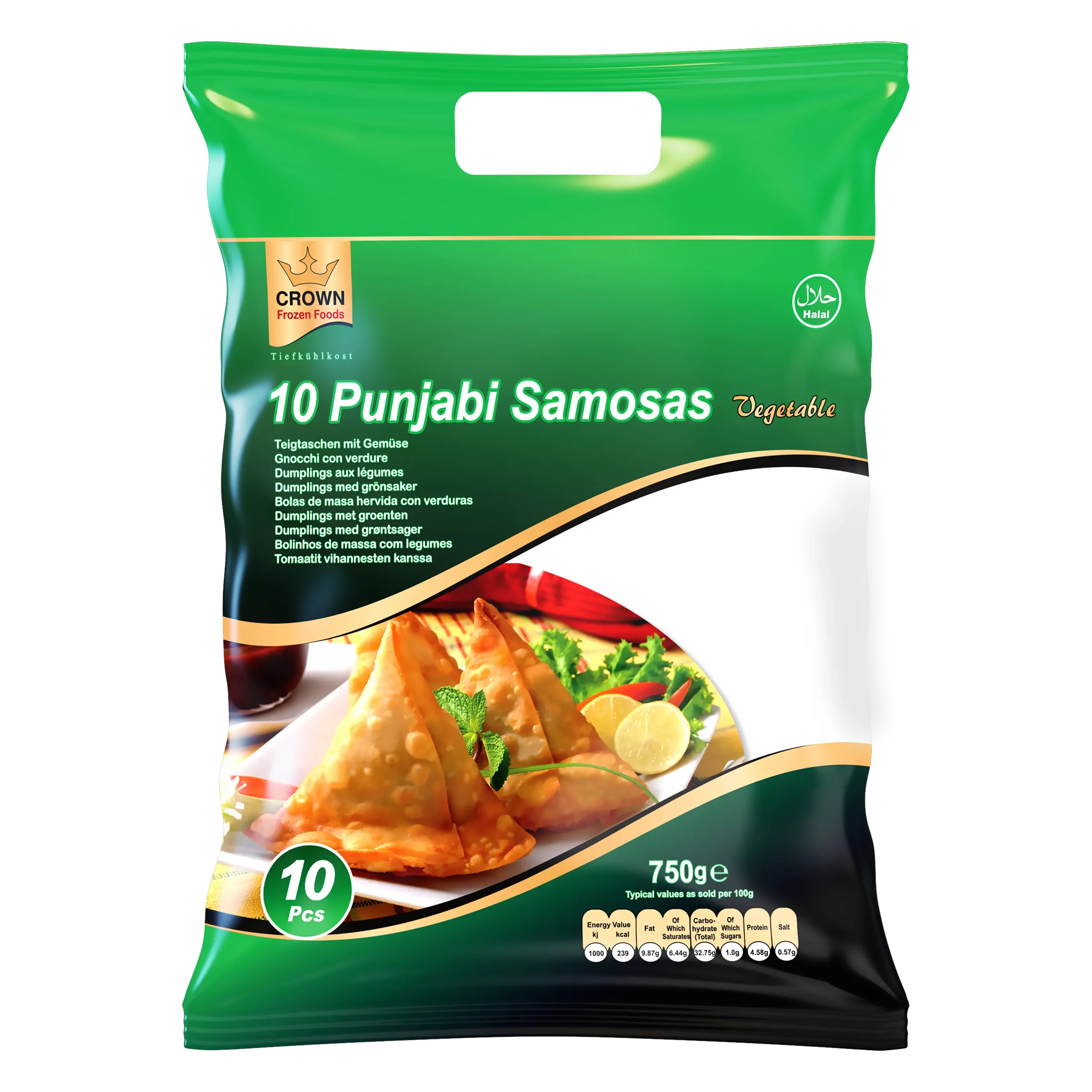 [190008] Crown Frozen Foods Punjabi Samosa Veg Frozen 750g