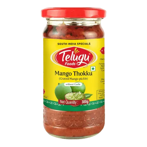 [170008] Telugu Foods Mango Thokku Grated Mango Pickle without Garlic 300g