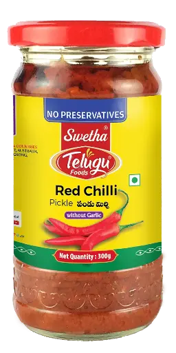 [170011] Telugu Foods Red Chilli Pickle Without Garlic 300g